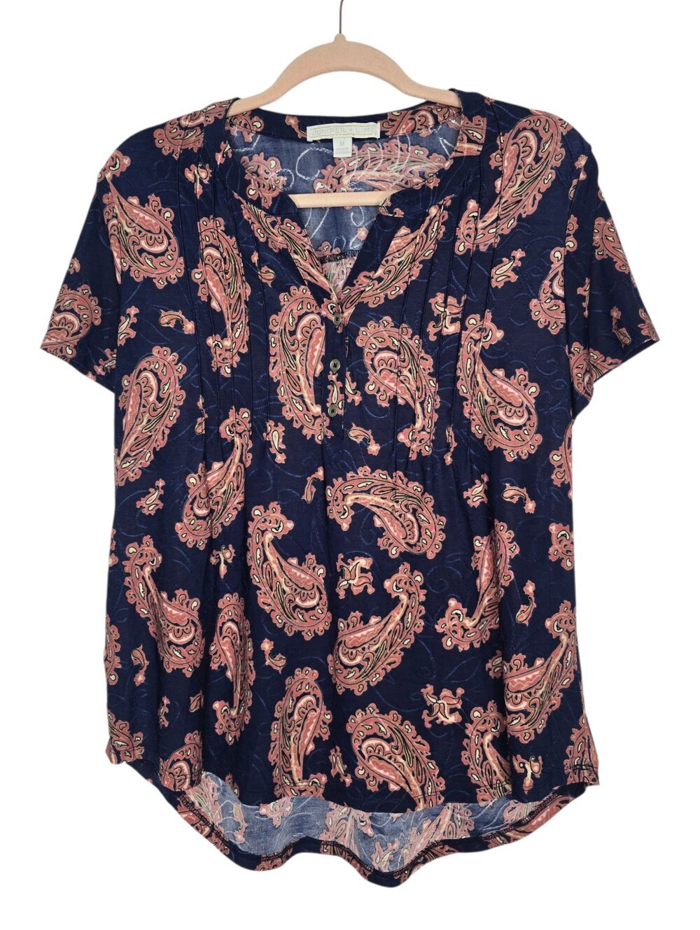 Juniper + Lime short-sleeve paisley print top
